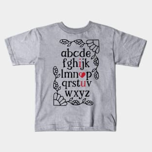 the alphabet of i love you Kids T-Shirt